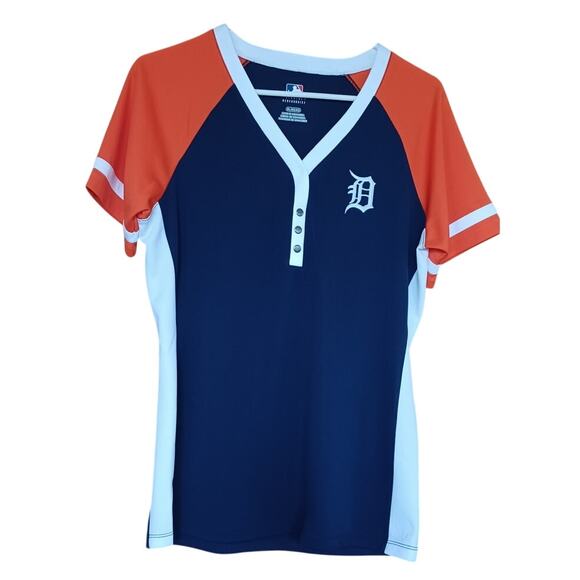 Detroit Tigers Jersey Tops - Detroit Tigers Jersey Women's XL Blue Orange and White Genuine Merchandise